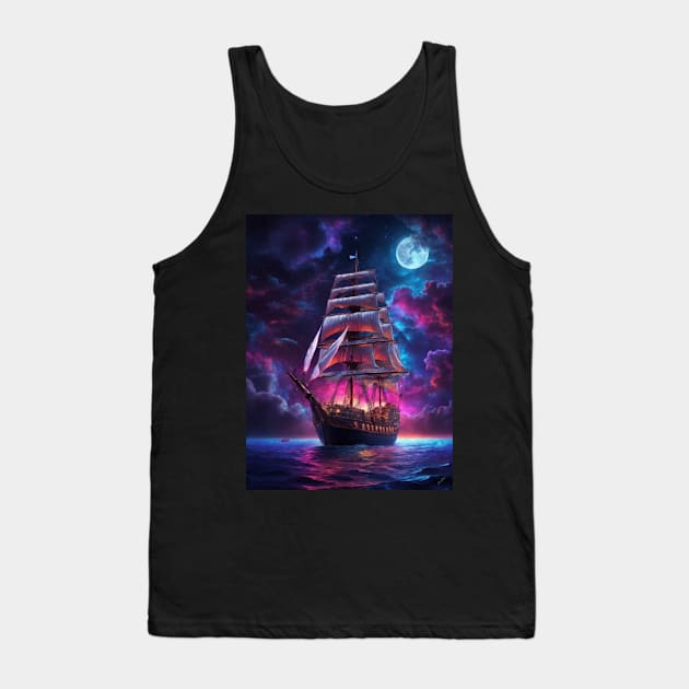 Pirate Ship of the Dark Blue Sea Tank Top by Ratherkool